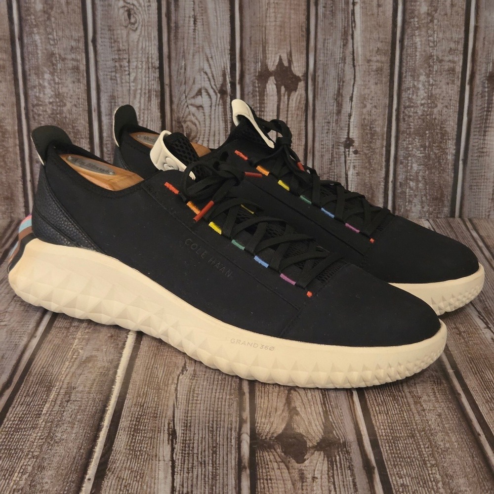 Sz 12 Mens Cole Haan Zerogrand Generation Black Rainbow Pride Sneakers Excellent